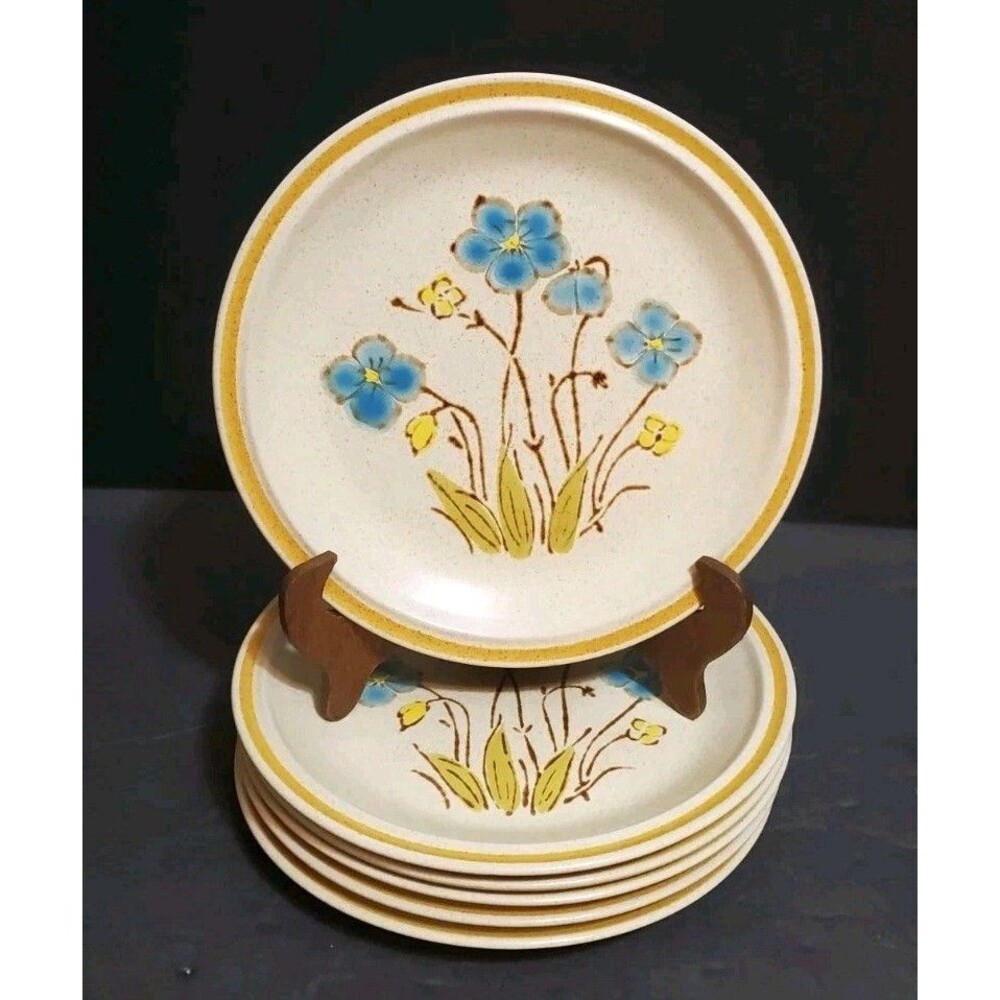 Hearthside Garden Plates Festival Highland Flowers Stoneware Lunch Vtg 6 Pc Set